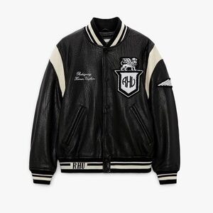 Zara X Rhuigi Black Leather Bomber Jacket